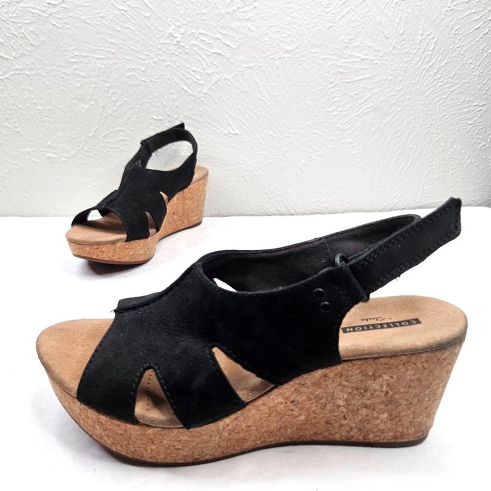 EUC Clarks Suede Wedges